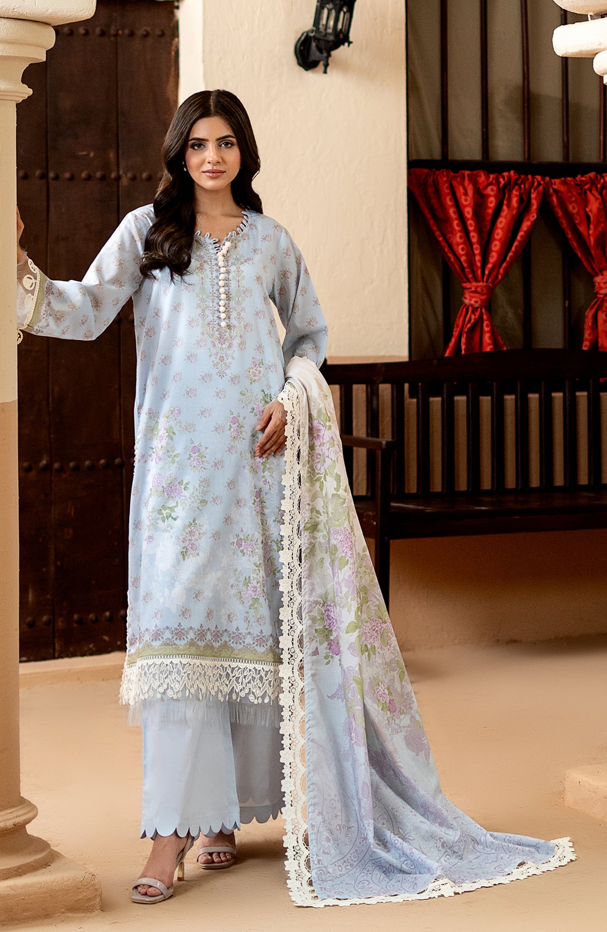 Mausummery Printed Lawn Unstitched 3 Piece Suit - 09 Azure - MU26TRE - Blue - Summer Collection