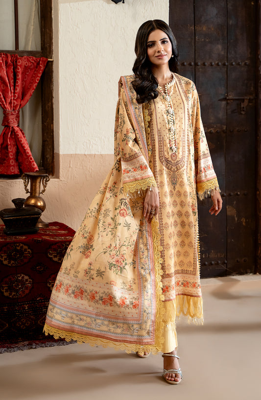 Mausummery Printed Lawn Unstitched 3 Piece Suit - 04 Sunshine - MU26TRE - Yellow - Summer Collection