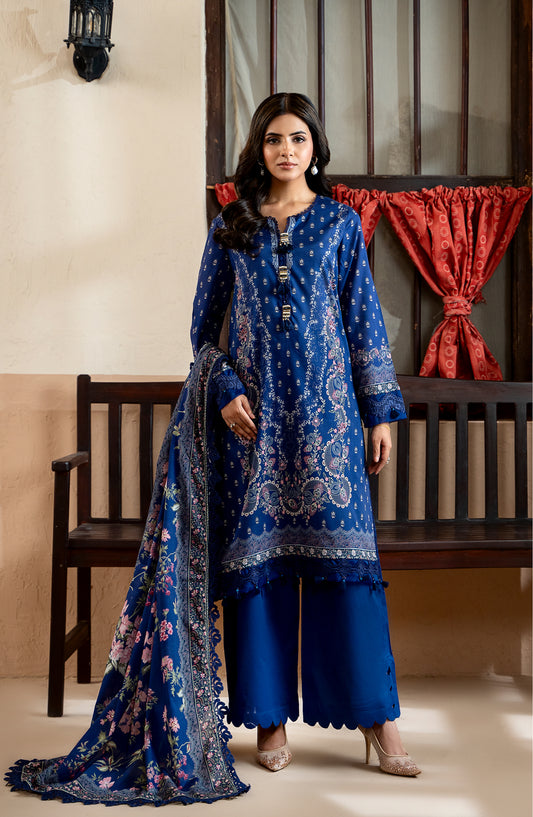 Mausummery Printed Lawn Unstitched 3 Piece Suit - 03 Twilight Blue - MU26TRE - Blue - Summer Collection