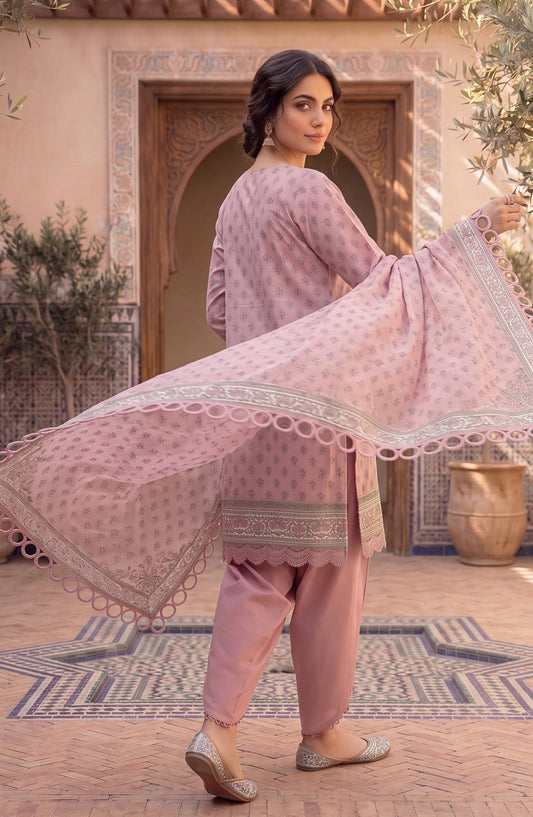 Mausummery Printed Lawn Unstitched 3 Piece Suit - D-11 Lilly - MU26FRN - Pink - Summer Collection