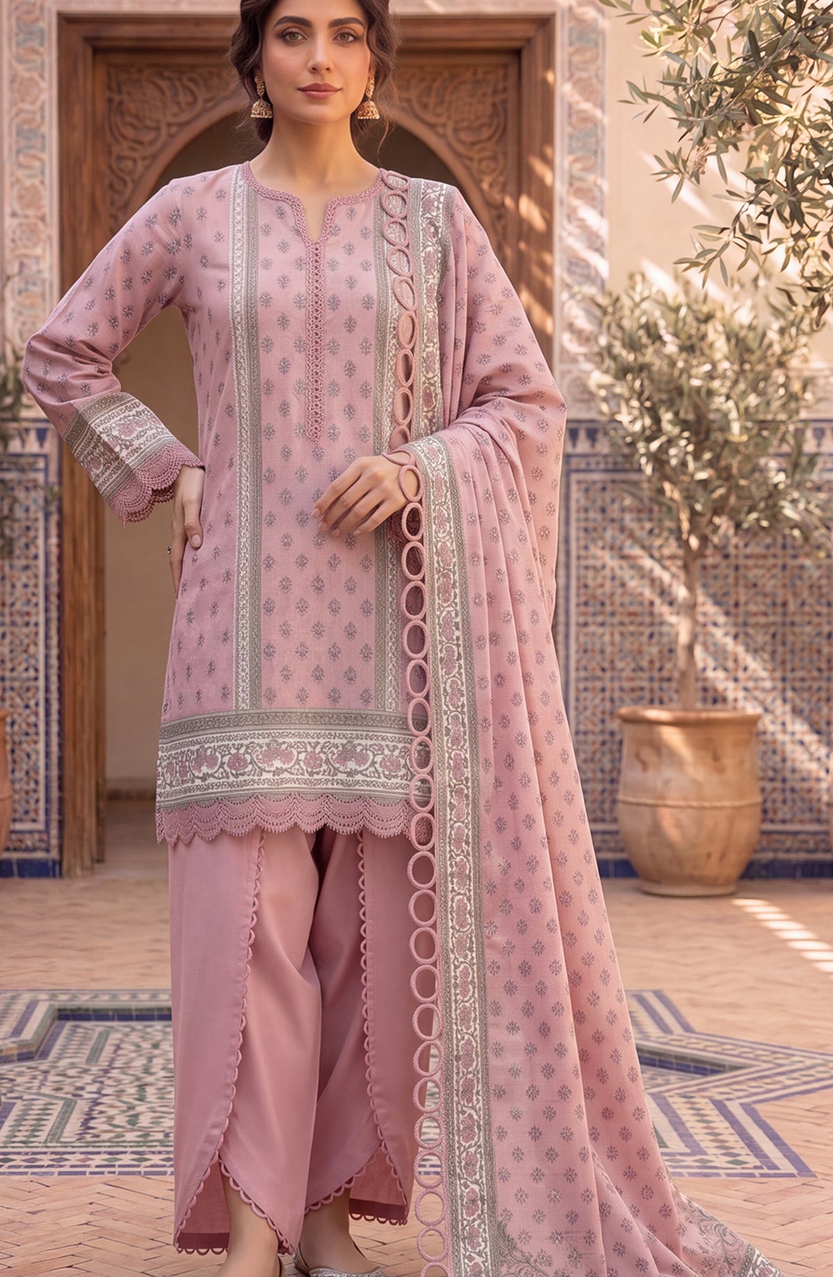 Mausummery Printed Lawn Unstitched 3 Piece Suit - D-11 Lilly - MU26FRN - Pink - Summer Collection