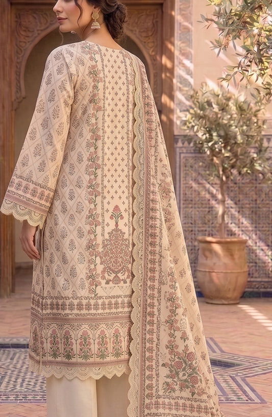 Mausummery Printed Lawn Unstitched 3 Piece Suit - D-09 Orchid - MU26FRN - Fawn - Summer Collection