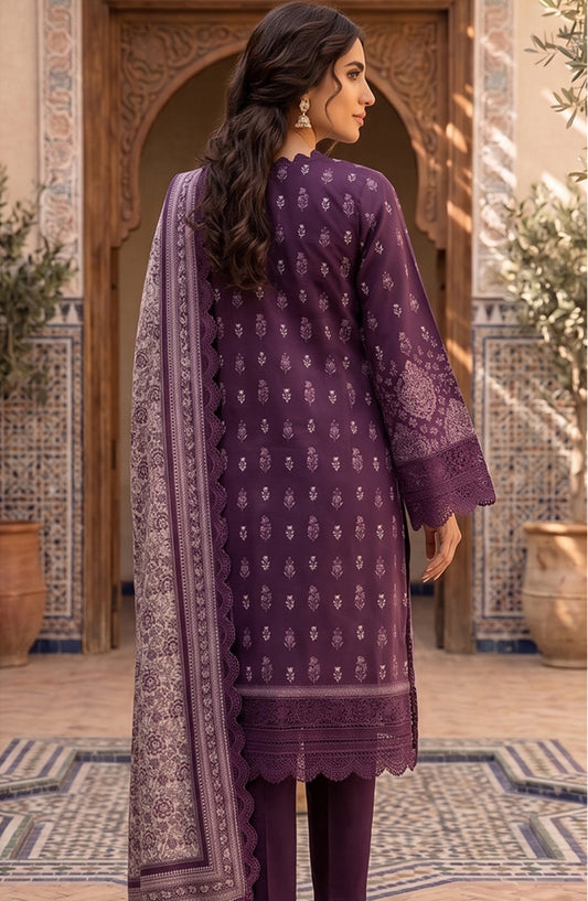 Mausummery Printed Lawn Unstitched 3 Piece Suit - D-08 Iris - MU26FRN - Purple - Summer Collection