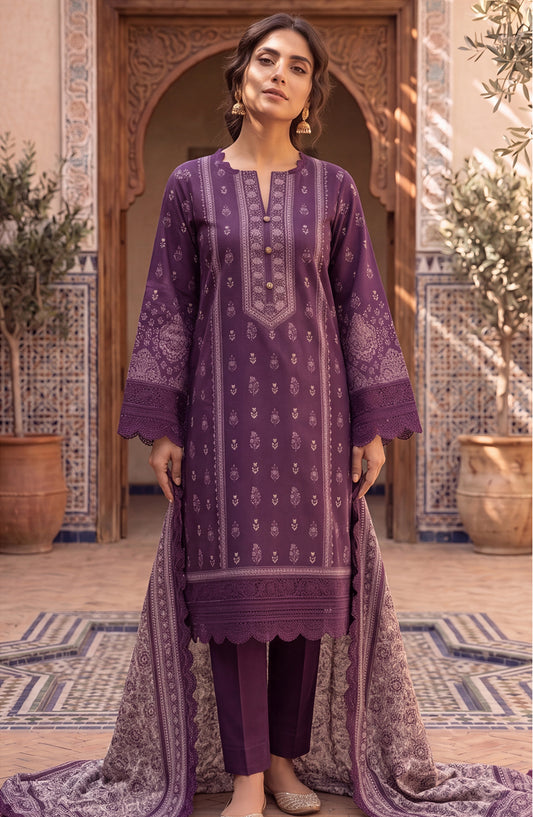 Mausummery Printed Lawn Unstitched 3 Piece Suit - D-08 Iris - MU26FRN - Purple - Summer Collection