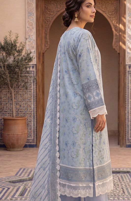 Mausummery Printed Lawn Unstitched 3 Piece Suit - D-04 Salvia - MU26FRN - Blue - Summer Collection