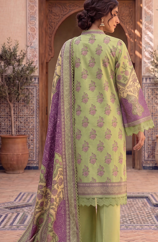 Mausummery Printed Lawn Unstitched 3 Piece Suit - D-03 Gardenia - MU26FRN - Green - Summer Collection