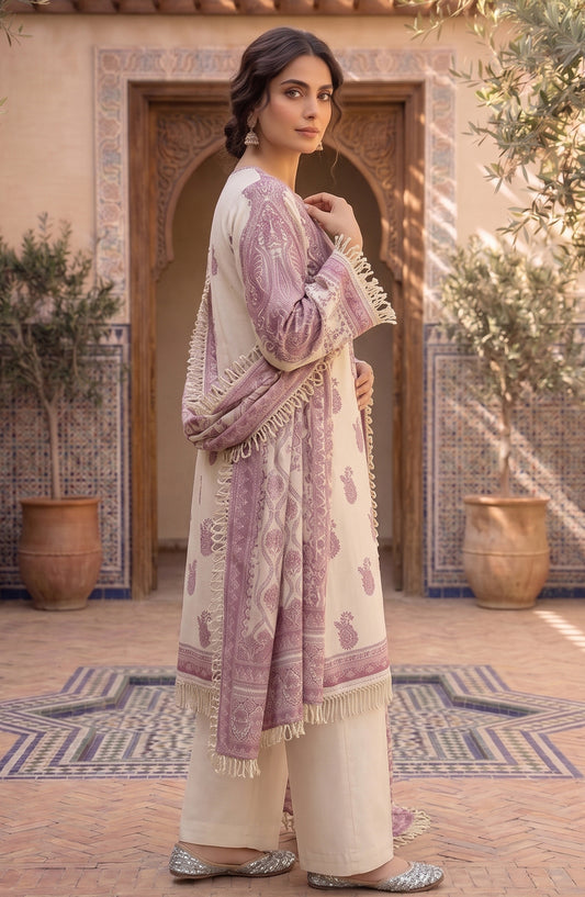 Mausummery Printed Lawn Unstitched 3 Piece Suit - D-02 Aster - MU26FRN - Off White - Summer Collection