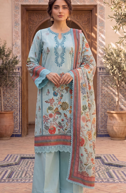 Mausummery Printed Lawn Unstitched 3 Piece Suit - D-01 Peony - MU26FRN - Blue - Summer Collection