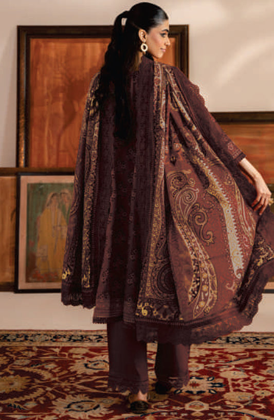Mausummery Digital Printed Khaddar Unstitched 3 Piece Suit - 11 Carnelian - MU25KHD - Brown - Winter Collection