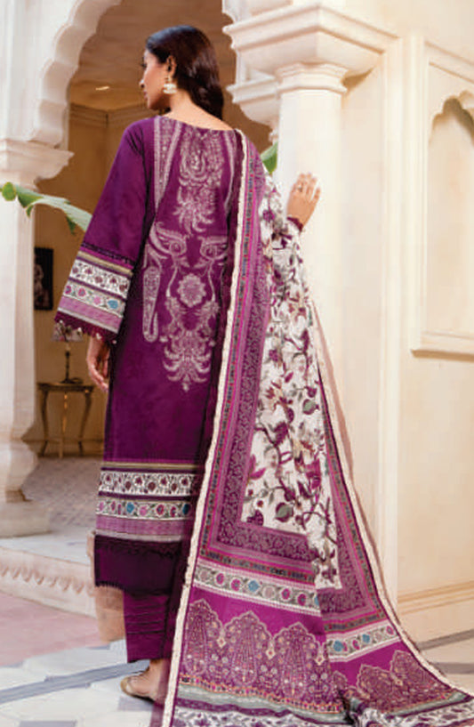 Mausummery Digital Printed Khaddar Unstitched 3 Piece Suit - 10 Hellebores - MU25KHD - Purple - Winter Collection