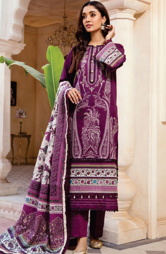 Mausummery Digital Printed Khaddar Unstitched 3 Piece Suit - 10 Hellebores - MU25KHD - Purple - Winter Collection