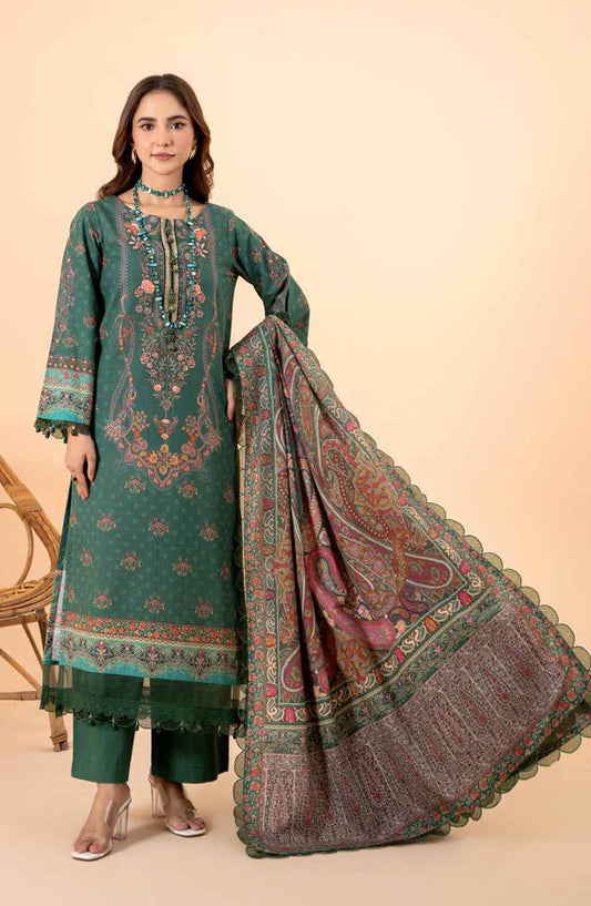 Mausummery Digital Printed Khaddar Unstitched 3 Piece Suit - 09 Clover - MU25KHD - Green - Winter Collection