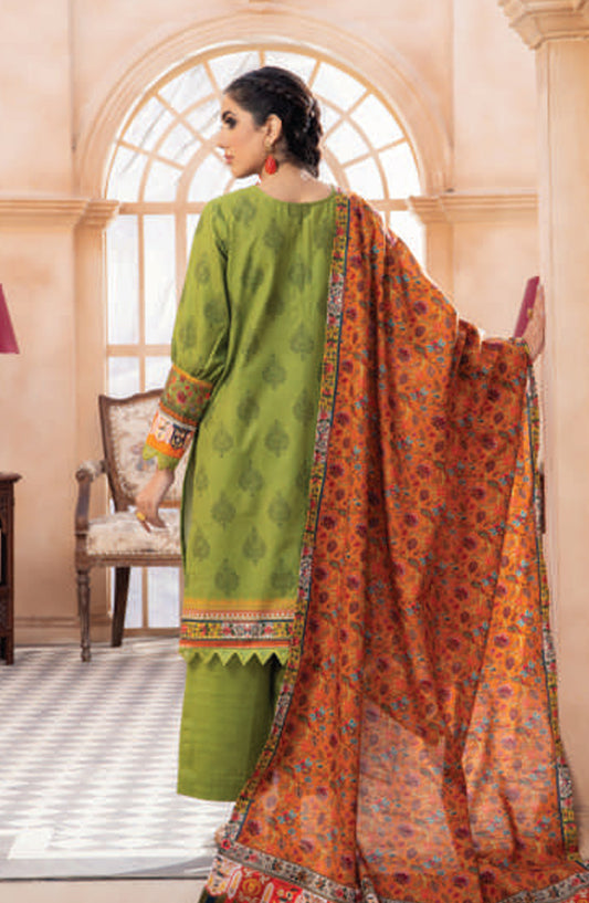 Mausummery Digital Printed Khaddar Unstitched 3 Piece Suit - 06 Daylily - MU25KHD - Green - Winter Collection
