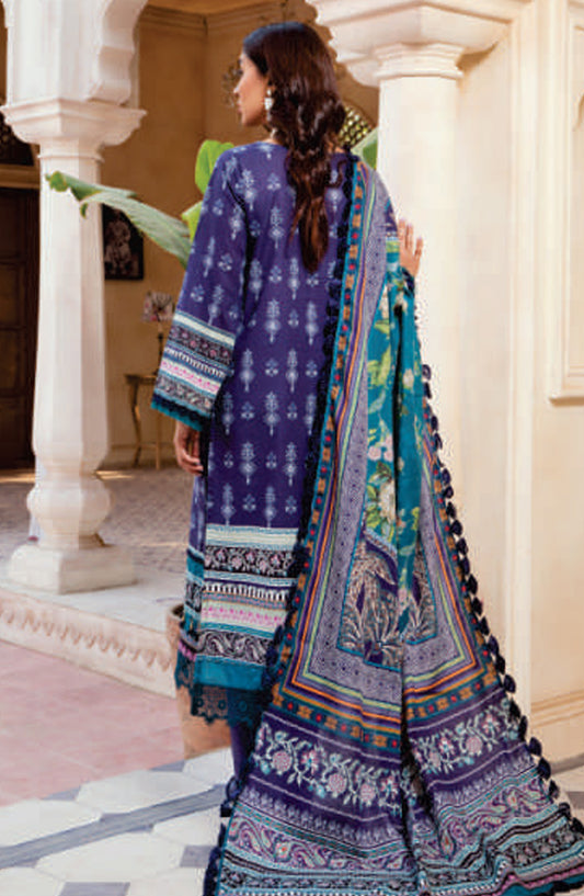 Mausummery Digital Printed Khaddar Unstitched 3 Piece Suit - 05 Daffodils - MU25KHD - Blue - Winter Collection
