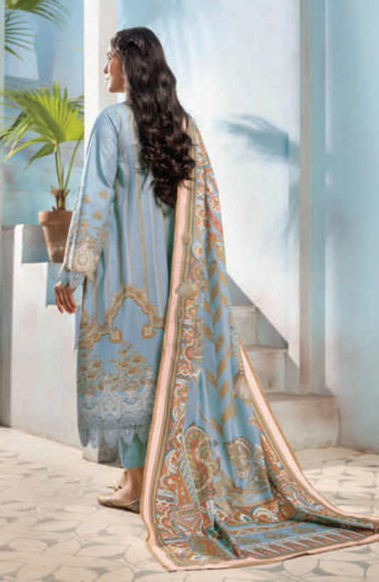 Mausummery Digital Printed Khaddar Unstitched 3 Piece Suit - 03 Opal - MU25KHD - Light Blue - Winter Collection
