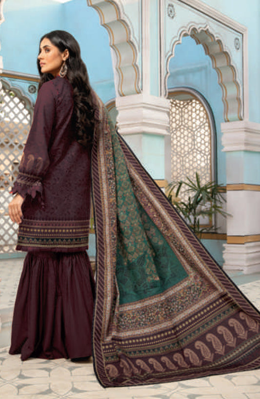 Mausummery Digital Printed Khaddar Unstitched 3 Piece Suit - 02 Jasper - MU25KHD - Purple - Winter Collection