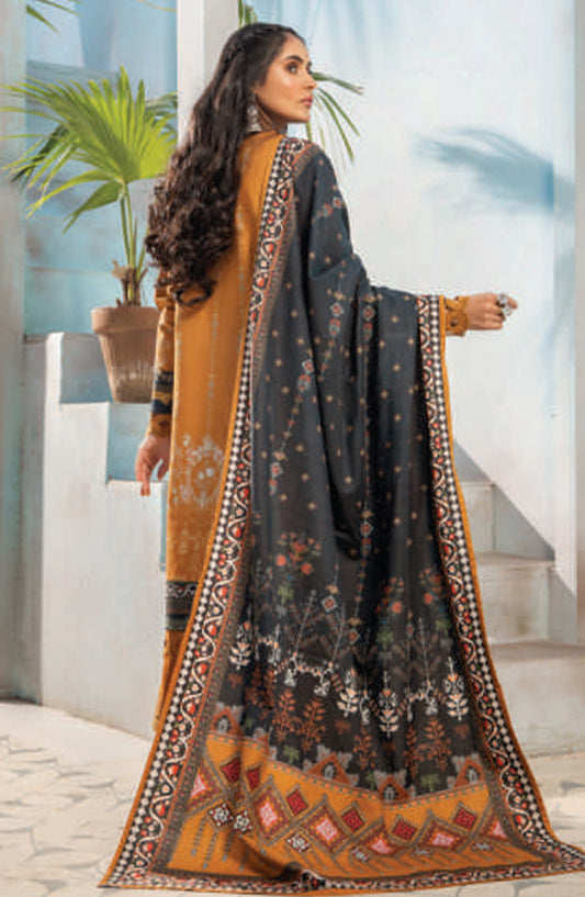 Mausummery Digital Printed Khaddar Unstitched 3 Piece Suit - 01 Amber - MU25KHD - Mustard - Winter Collection
