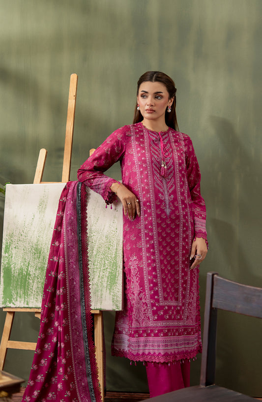 Mausummery Digital Printed Lawn Unstitched 3 Piece Suit - 11 Gulab - MU25SPN - Pink - Spring Summer Collection