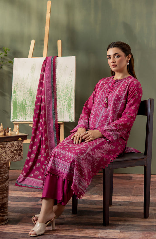 Mausummery Digital Printed Lawn Unstitched 3 Piece Suit - 11 Gulab - MU25SPN - Pink - Spring Summer Collection