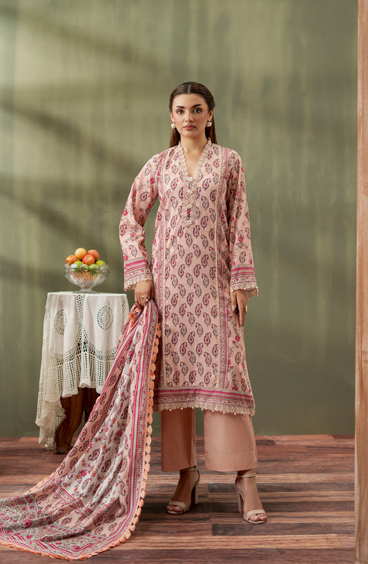 Mausummery Digital Printed Lawn Unstitched 3 Piece Suit - 09 Gul-e-Kanwal - MU25SPN - Pink - Spring Summer Collection