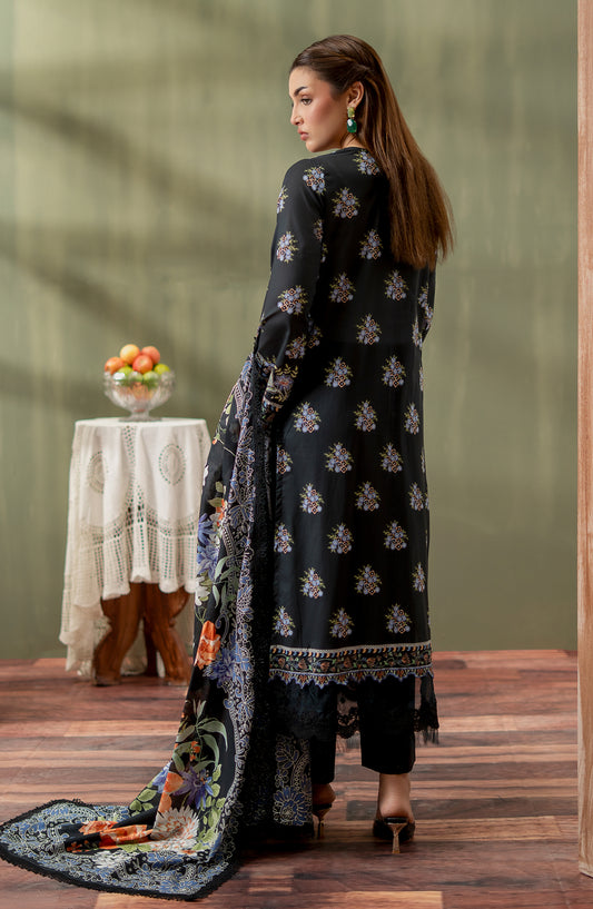 Mausummery Digital Printed Lawn Unstitched 3 Piece Suit - 08 Gul - MU25SPN - Black - Spring Summer Collection
