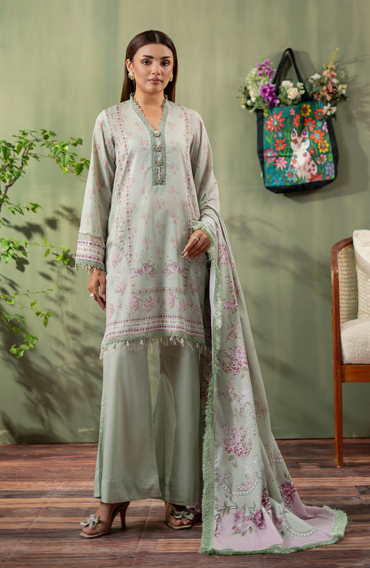 Mausummery Digital Printed Lawn Unstitched 3 Piece Suit - 04 Freesia - MU25SPN - Pista Green - Spring Summer Collection