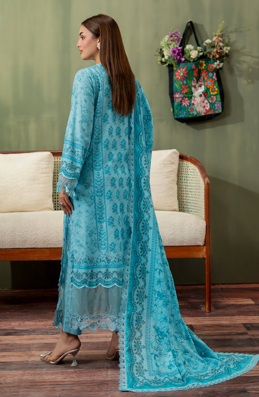 Mausummery Digital Printed Lawn Unstitched 3 Piece Suit - 05 Iris - MU25SPN - Blue - Spring Summer Collection