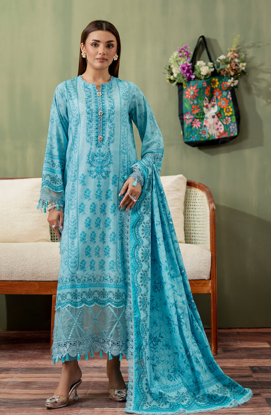 Mausummery Digital Printed Lawn Unstitched 3 Piece Suit - 05 Iris - MU25SPN - Blue - Spring Summer Collection
