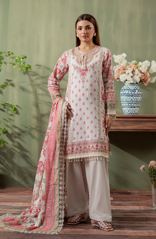 Mausummery Digital Printed Lawn Unstitched 3 Piece Suit - 03 Gulbahar - MU25SPN - Light Pink - Spring Summer Collection