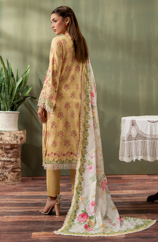 Mausummery Digital Printed Lawn Unstitched 3 Piece Suit - 06 Gul-e-Nargis - MU25SPN - Yellow - Spring Summer Collection