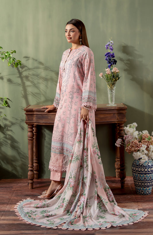 Mausummery Digital Printed Lawn Unstitched 3 Piece Suit - 02 Lalah - MU25SPN - Light Pink - Spring Summer Collection