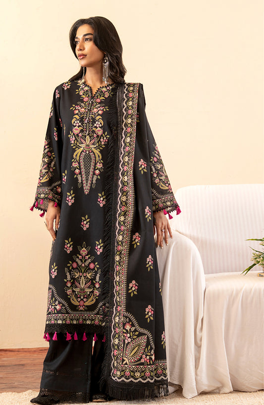 Mausummery Printed Khaddar Unstitched 3 Piece Suit - Onyx - MU25NT - Black - Winter Collection
