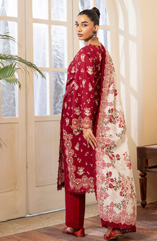 Mausummery Printed Khaddar Unstitched 3 Piece Suit - Carnelian - MU25NT - Pink - Winter Collection