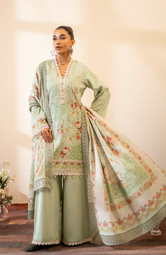 Mausummery Printed Khaddar Unstitched 3 Piece Suit - Peridot - MU25NT - Pista Green - Winter Collection