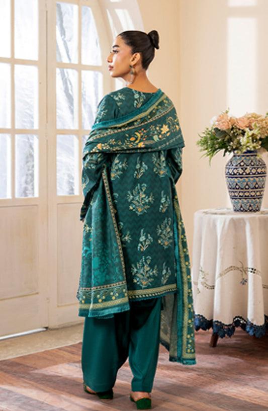 Mausummery Printed Khaddar Unstitched 3 Piece Suit - Emerald - MU25NT - Green - Winter Collection