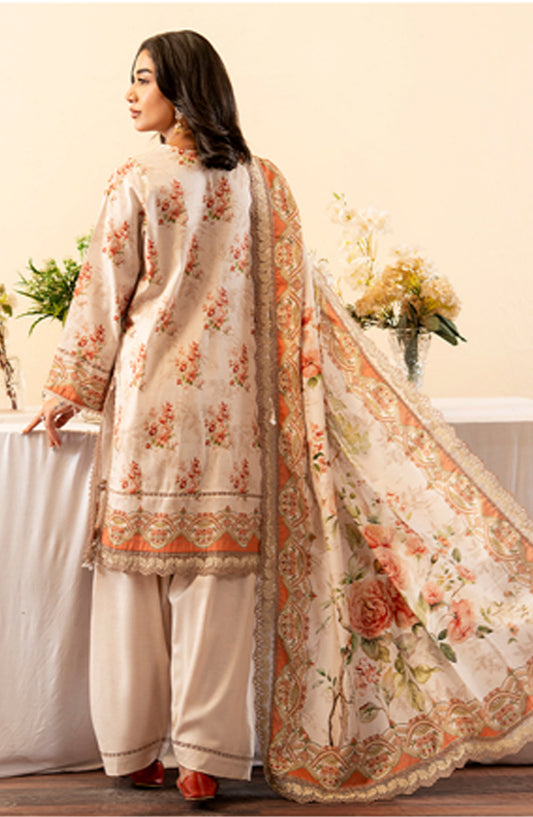Mausummery Printed Khaddar Unstitched 3 Piece Suit - Opal - MU25NT - Orange - Winter Collection