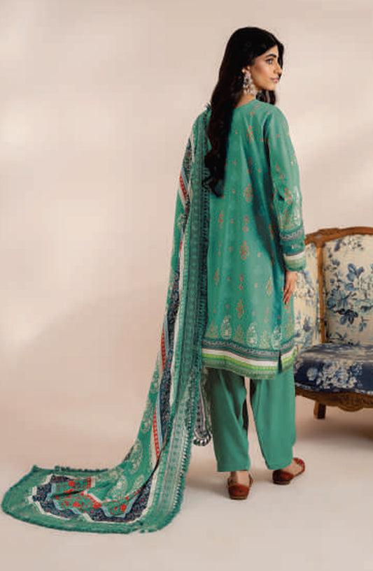 Mausummery Digital Printed Linen Unstitched 3 Piece Suit - Amazonite - MU25WIU - Ferozi - Winter Collection