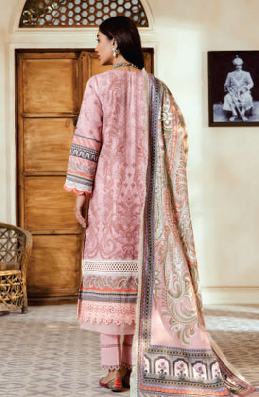 Mausummery Digital Printed Linen Unstitched 3 Piece Suit - Cyclamen - MU25WIU - Pink - Winter Collection