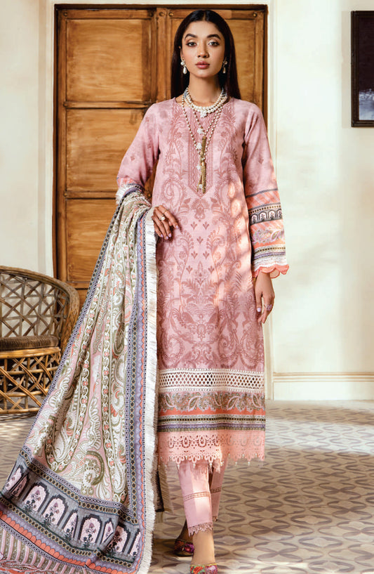 Mausummery Digital Printed Linen Unstitched 3 Piece Suit - Cyclamen - MU25WIU - Pink - Winter Collection