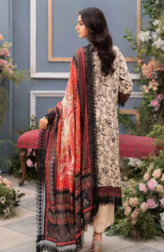 Mausummery Digital Printed Linen Unstitched 3 Piece Suit - Friya - MU25WIU - Fawn - Winter Collection