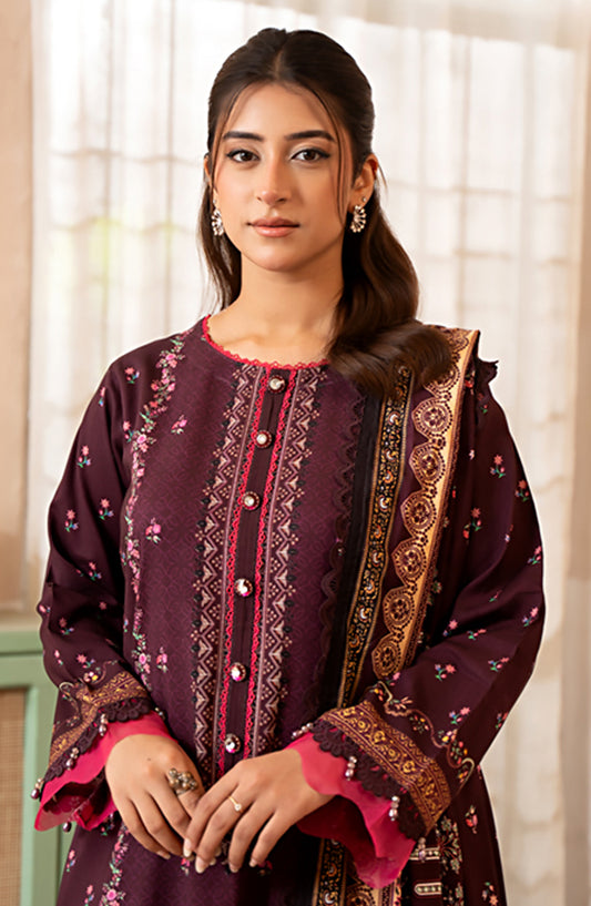 Mausummery Digital Printed Linen Unstitched 3 Piece Suit - Iris - MU25LIN - Purple - Winter Collection