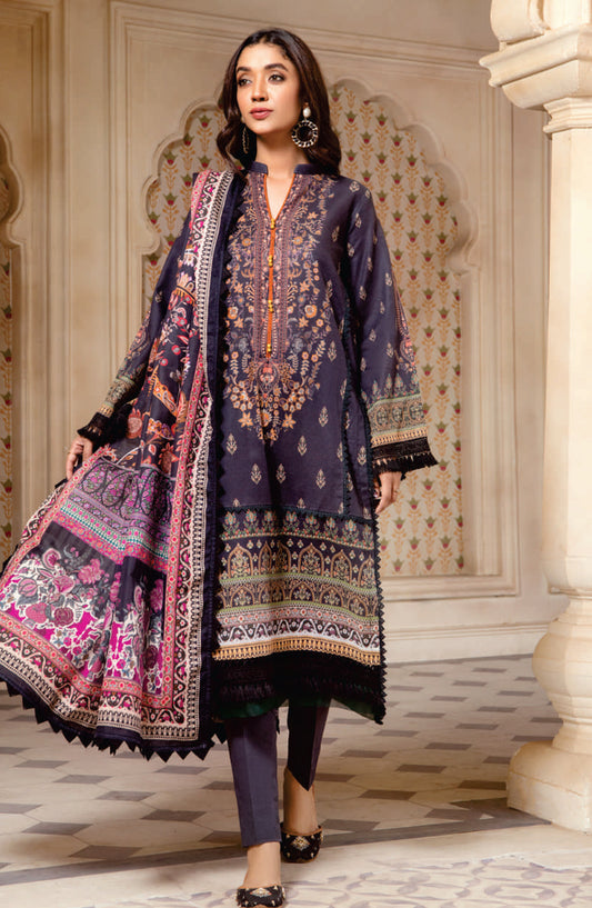 Mausummery Digital Printed Linen Unstitched 3 Piece Suit - Hazel - MU25WIU - Blue - Winter Collection