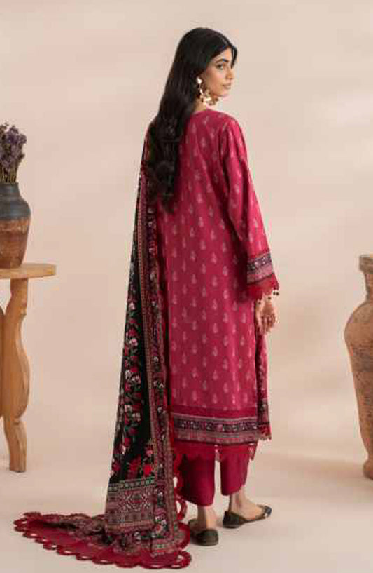 Mausummery Digital Printed Linen Unstitched 3 Piece Suit - Ruby - MU25WIU - Red - Winter Collection