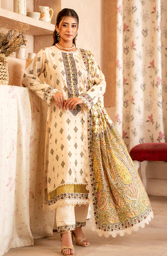 Mausummery Digital Printed Linen Unstitched 3 Piece Suit - Calla Lily - MU25LIN - Yellow - Winter Collection