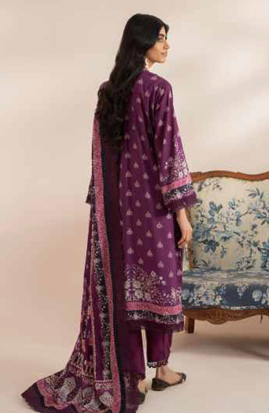 Mausummery Digital Printed Linen Unstitched 3 Piece Suit - Amethyst - MU25WIU - Purple - Winter Collection