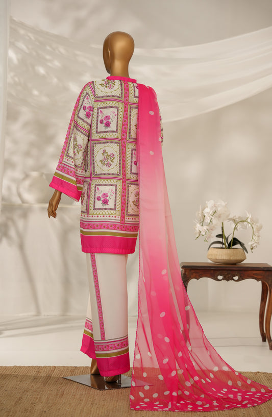 Maya D-Print by Amna Khadija Printed Poly Cambric Stitched 3 Piece Suit - MPC-02 - AM25MAYD - Pink - Summer Collection