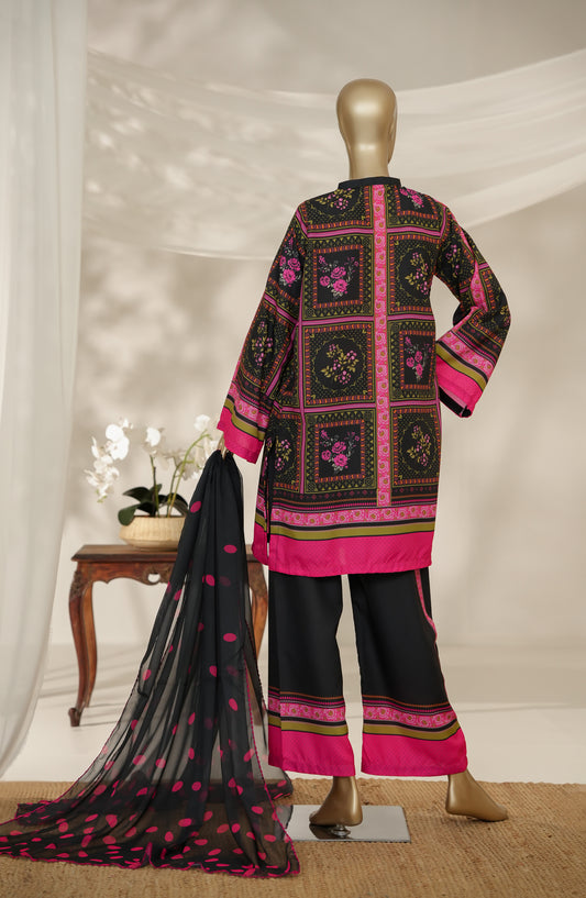 Maya D-Print by Amna Khadija Printed Poly Cambric Stitched 3 Piece Suit - MPC-01 - AM25MAYD - Black - Summer Collection