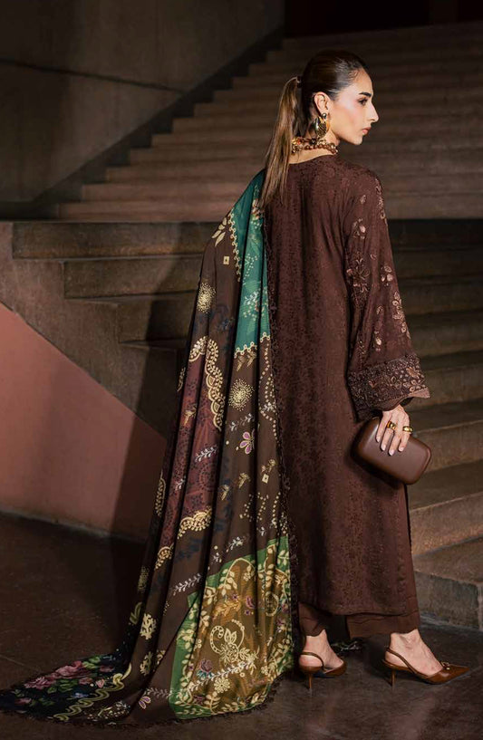 Maya by Nureh Embroidered Linen Unstitched 3 Piece Suit - NW-131 - NL26MYA - Brown - Winter Collection