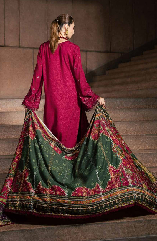 Maya by Nureh Embroidered Linen Unstitched 3 Piece Suit - NW-130 - NL26MYA - Red - Winter Collection