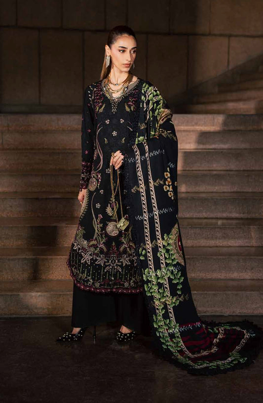 Maya by Nureh Embroidered Linen Unstitched 3 Piece Suit - NW-128 - NL26MYA - Black - Winter Collection